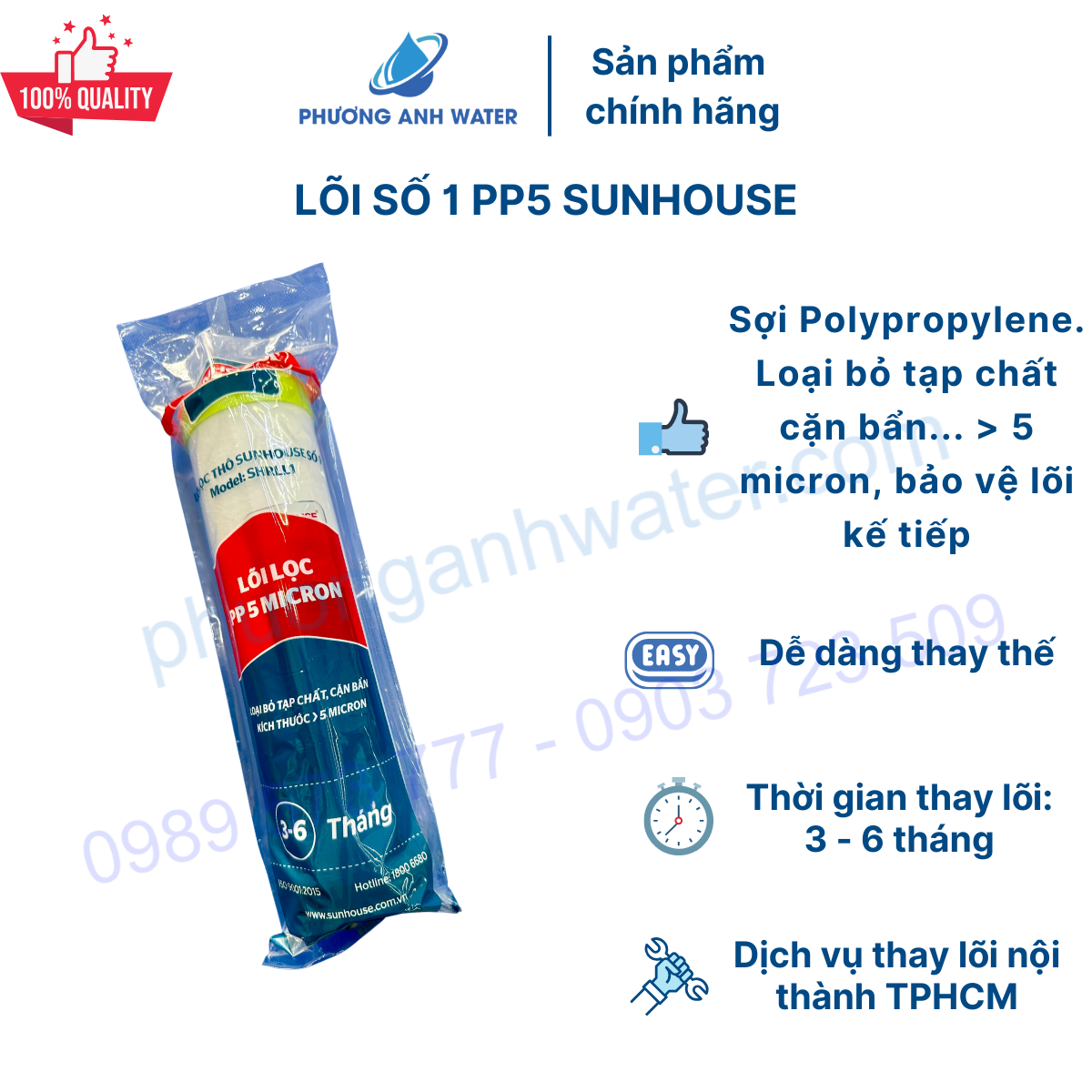 Lõi lọc nước số 1 - PP5 (SHRLL1) chính hãng Sunhouse