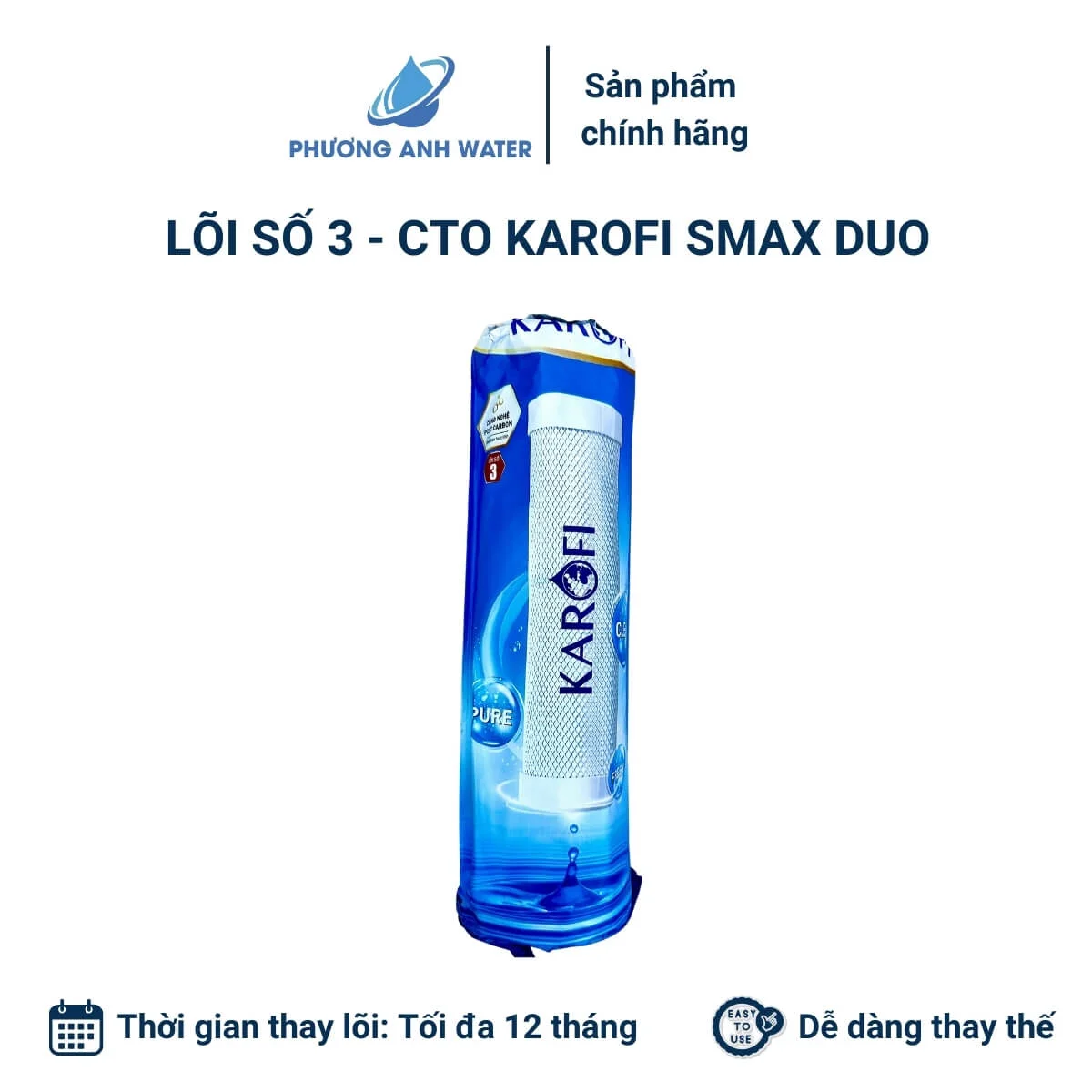 Lõi số 3 CTO - Post Carbon: Than hoạt tính dạng nén