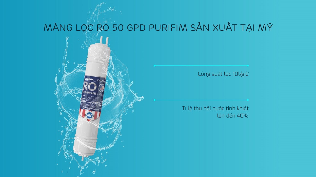 Màng RO Purifim 50GPD xuất xứ từ Mỹ của Karofi ERO100V