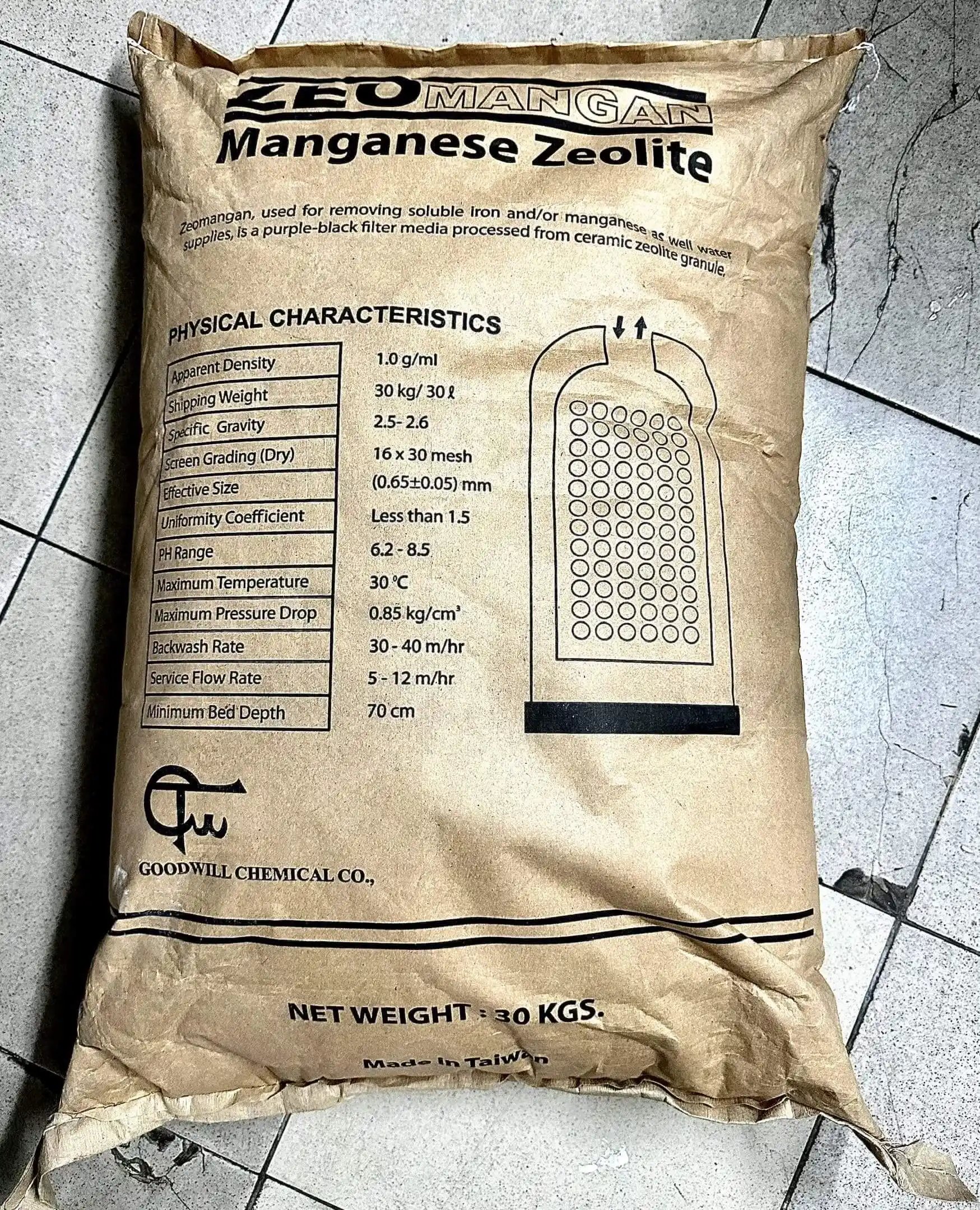 Hạt Zeomangan Đài Loan xử lý nước