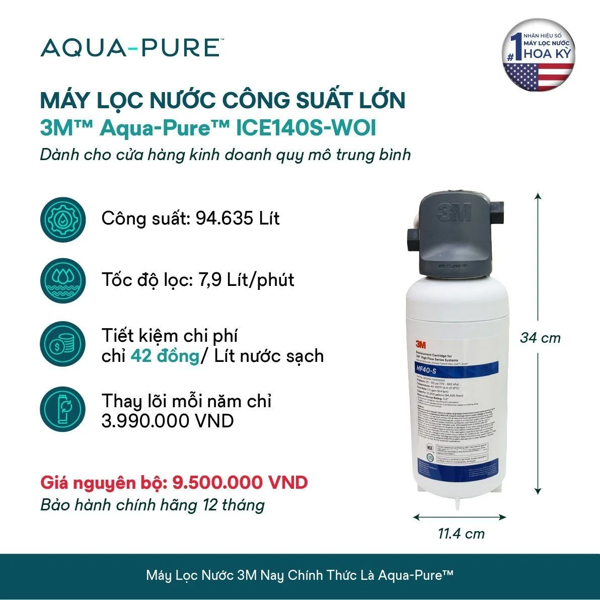 Máy lọc nước Aqua-Pure™ ICE140S-WOI không kèm vòi