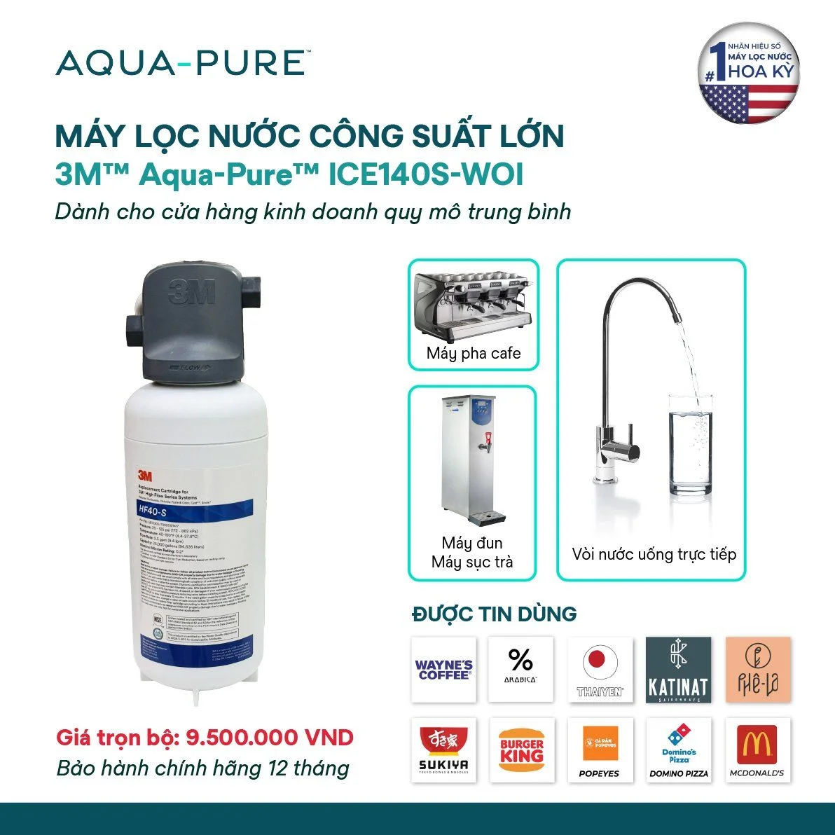 Máy lọc nước Aqua-Pure™ ICE140S-WOI được tin dùng bởi các thương hiệu lớn