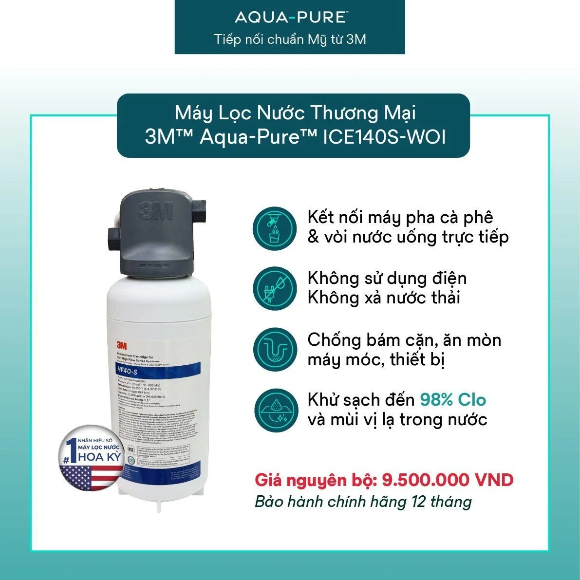 Máy lọc nước Aqua-Pure™ ICE140S-WOI không kèm vòi