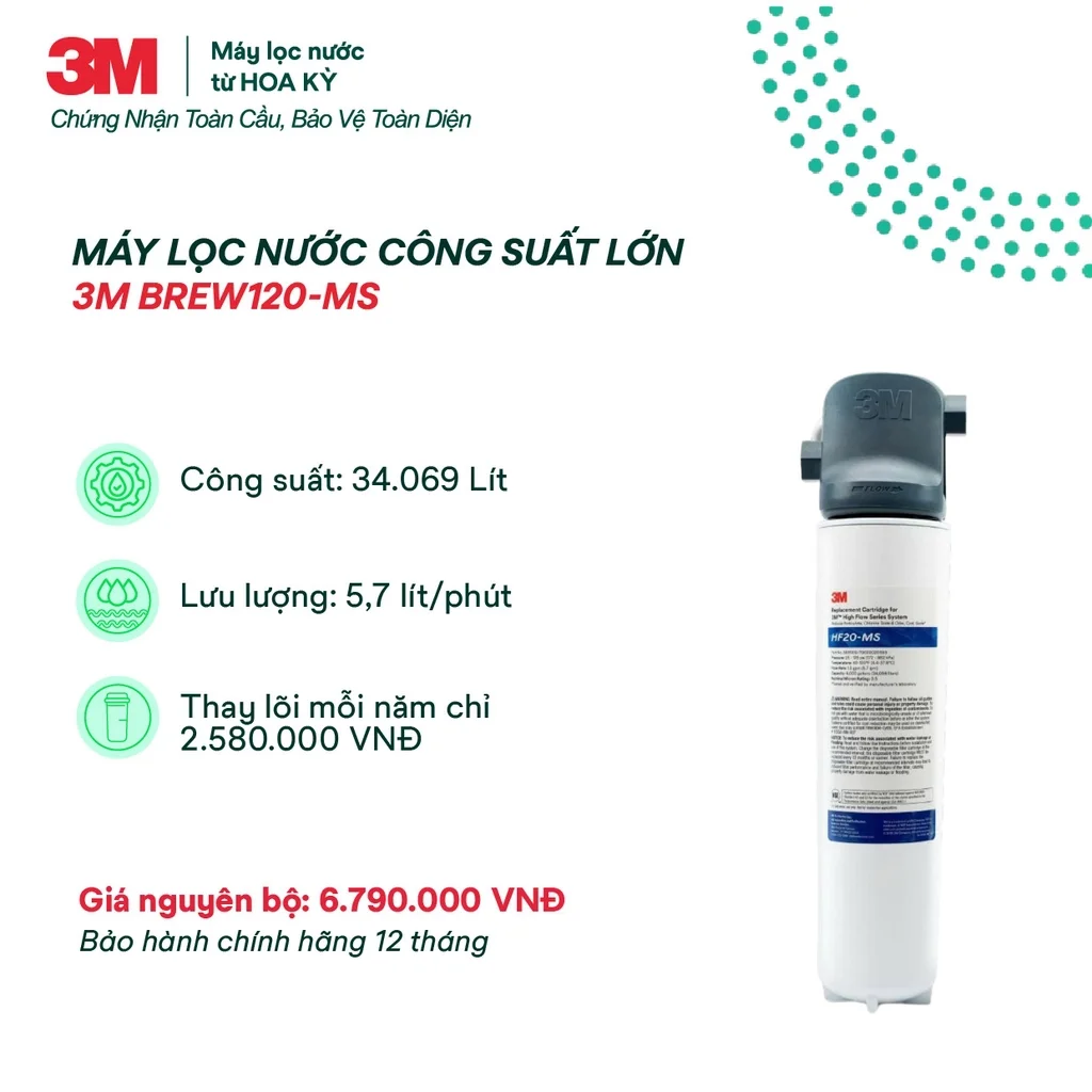 Máy lọc nước 3M BREW120-MS không kèm vòi 3M