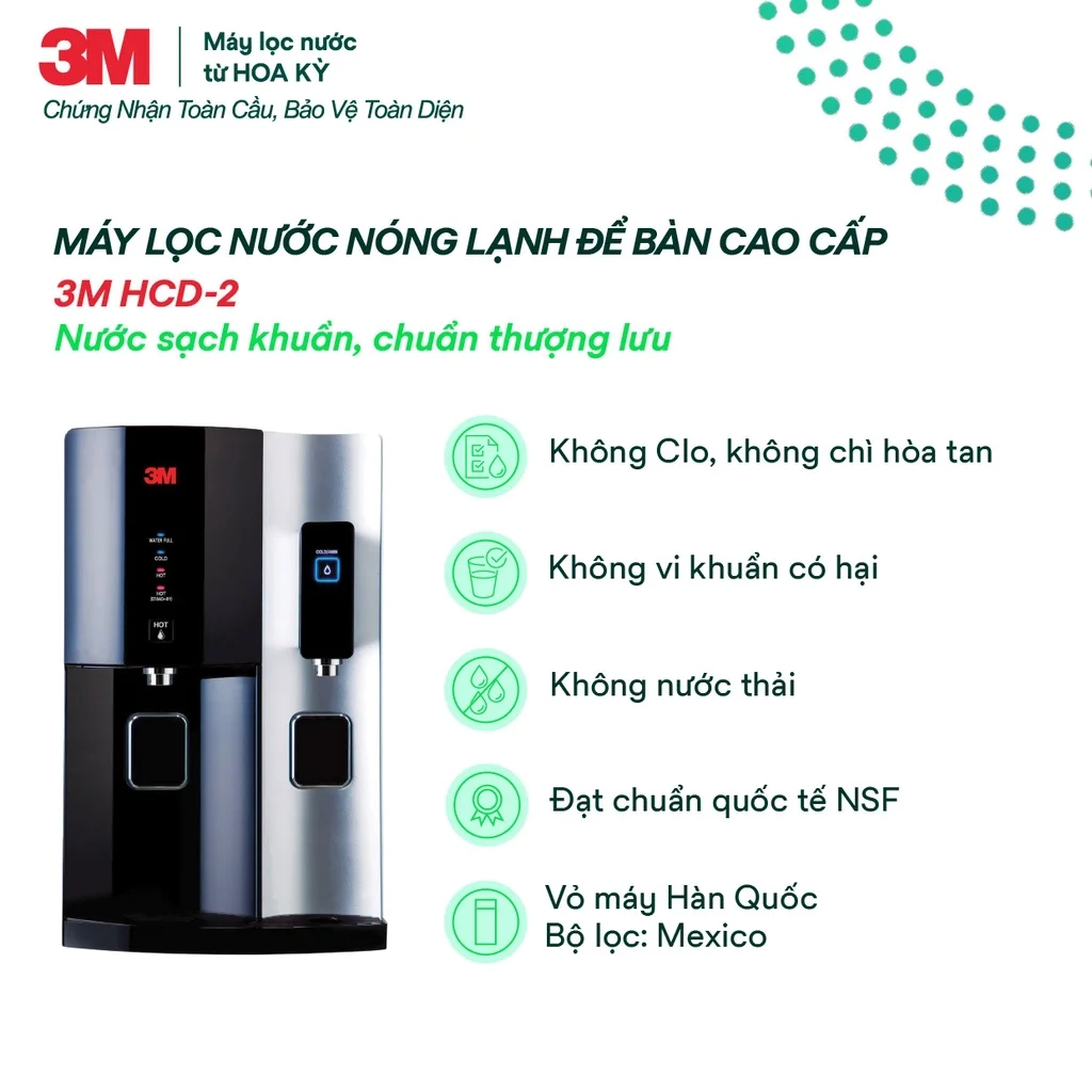 Tính năng nổi bật của máy lọc nước nóng lạnh để bàn 3M HCD-2 