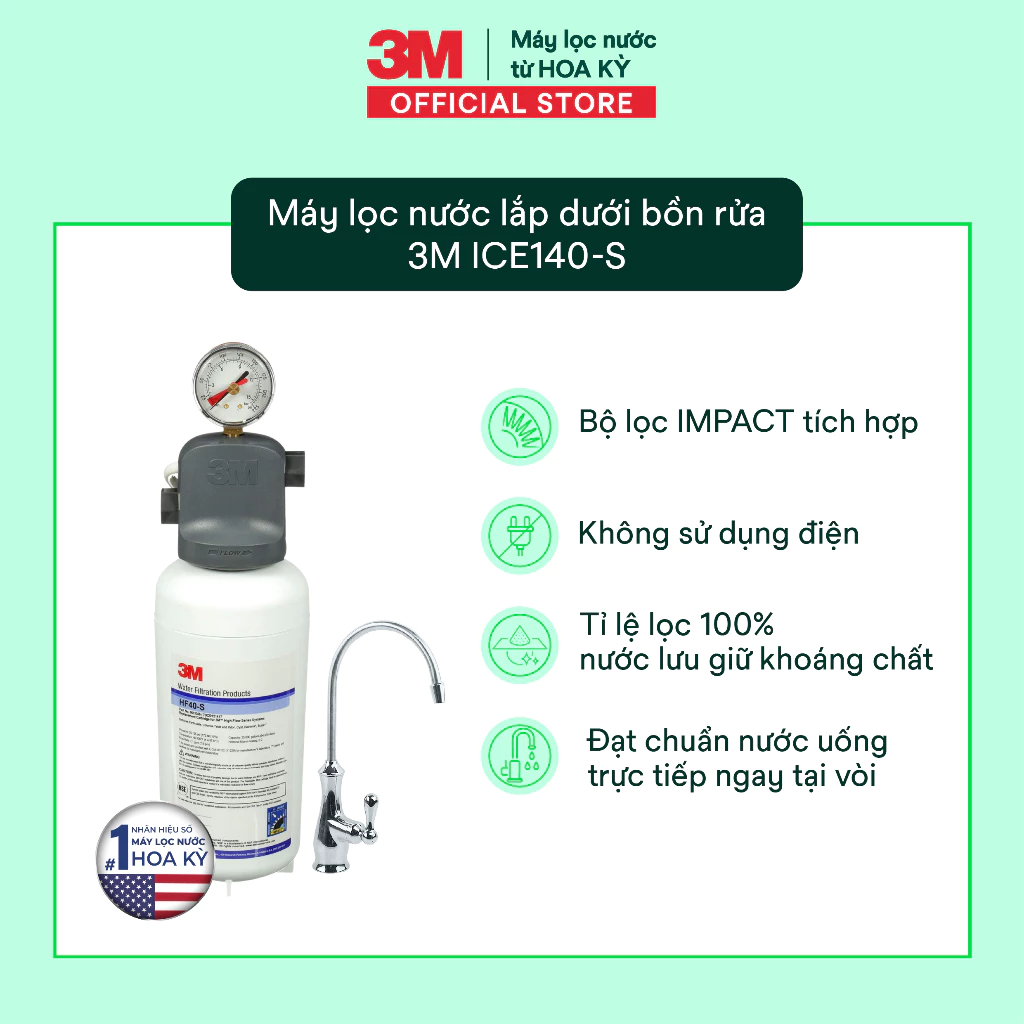 Máy lọc nước 3M ICE140-S kèm vòi 3M