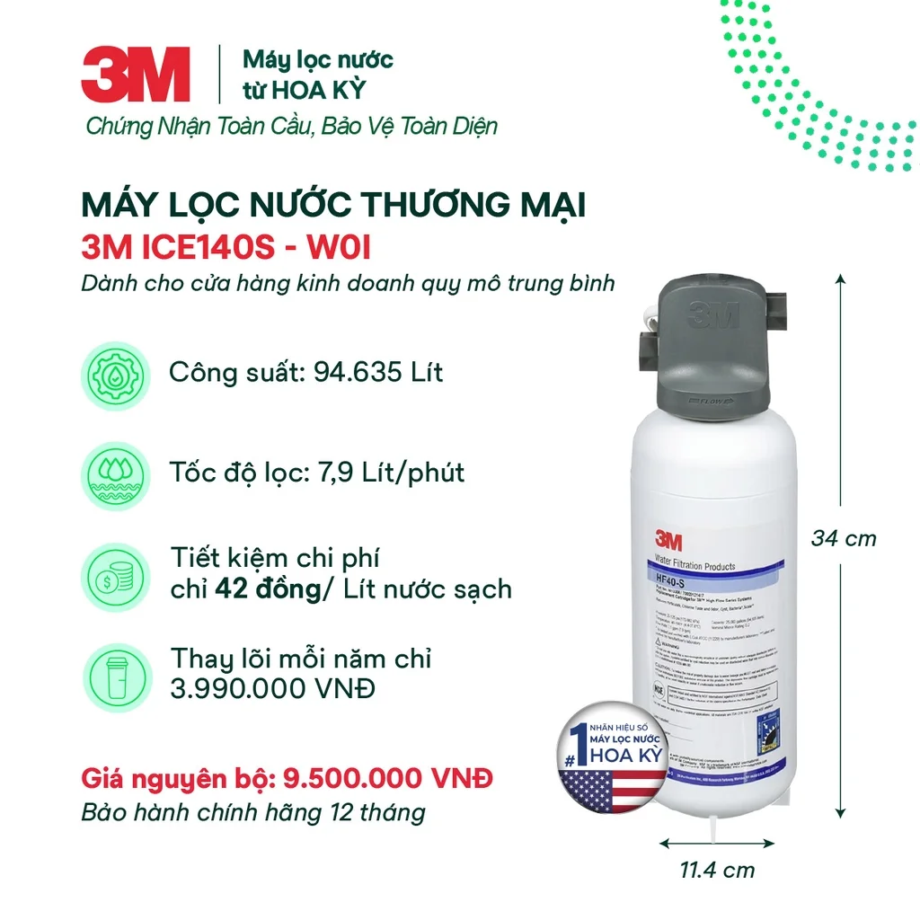 Máy lọc nước 3M ICE140S-WOI không kèm vòi 3M