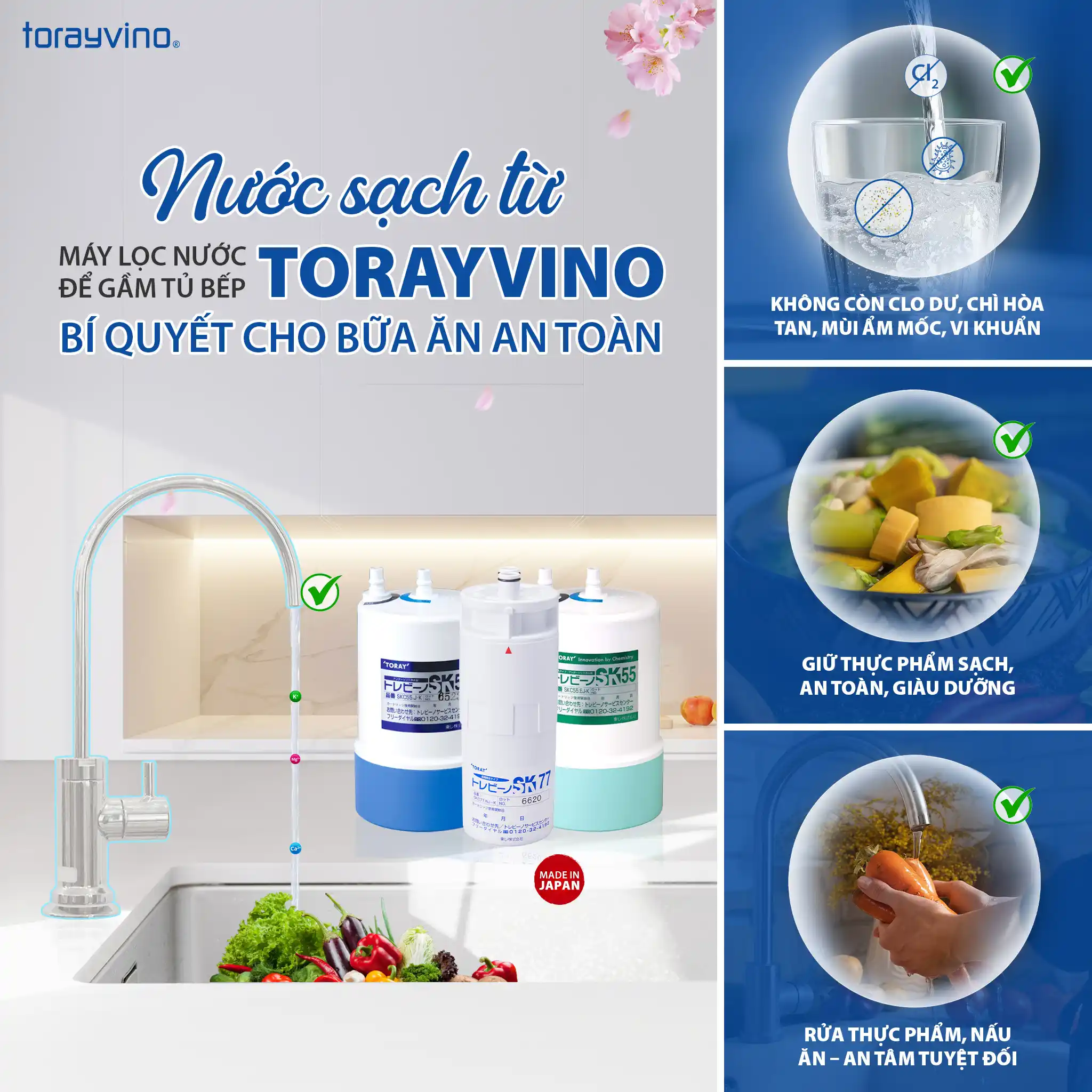 Tính năng đặc biệt của máy lọc nước Torayvino SK77NJ-K-3SET 