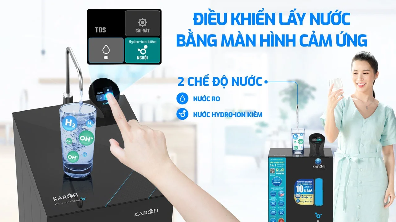 Hai chế độ nước Tinh khiết - ION Kiềm tiện lợi