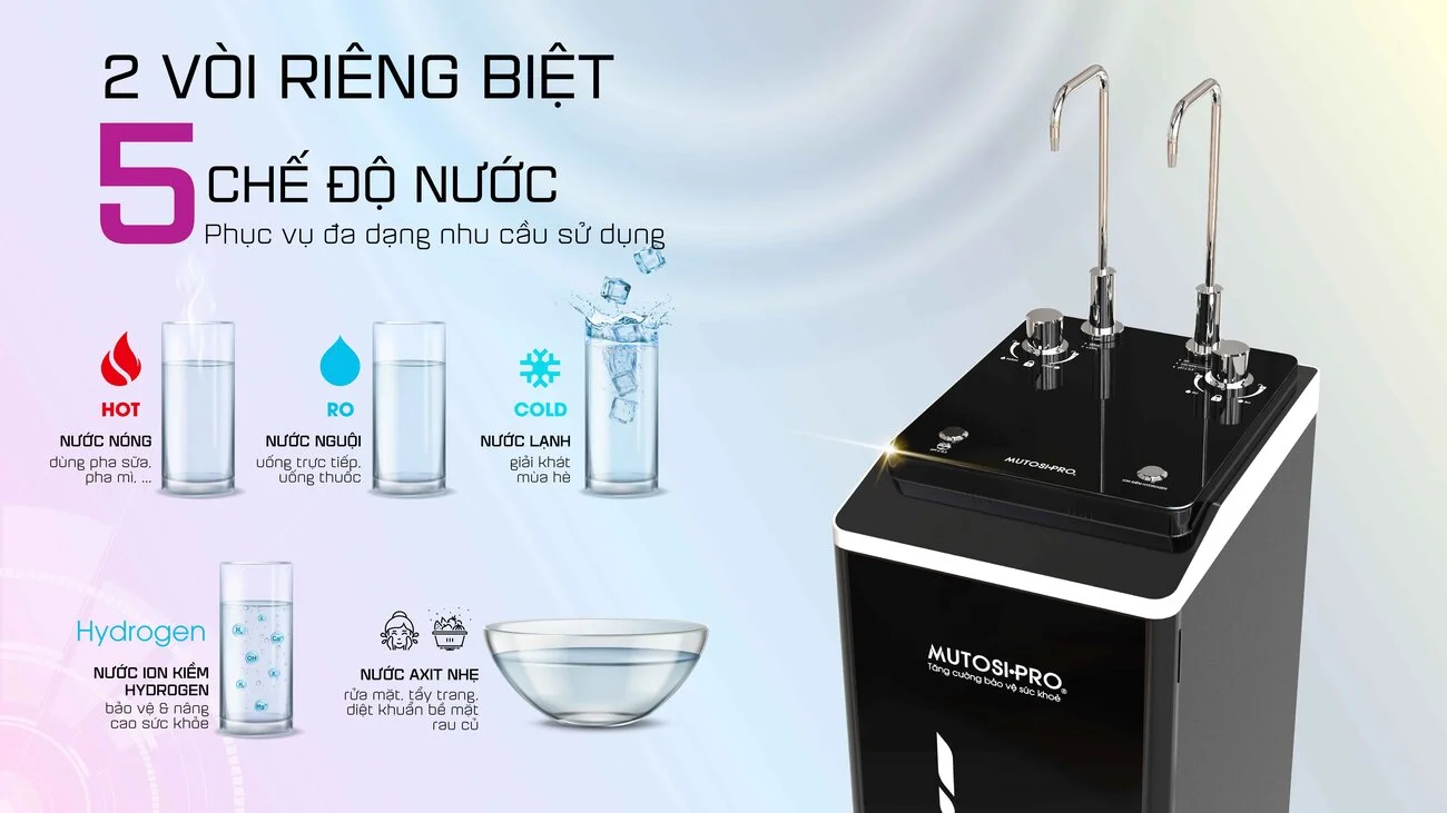 Hai vòi với 5 chế độ nước riêng biệt