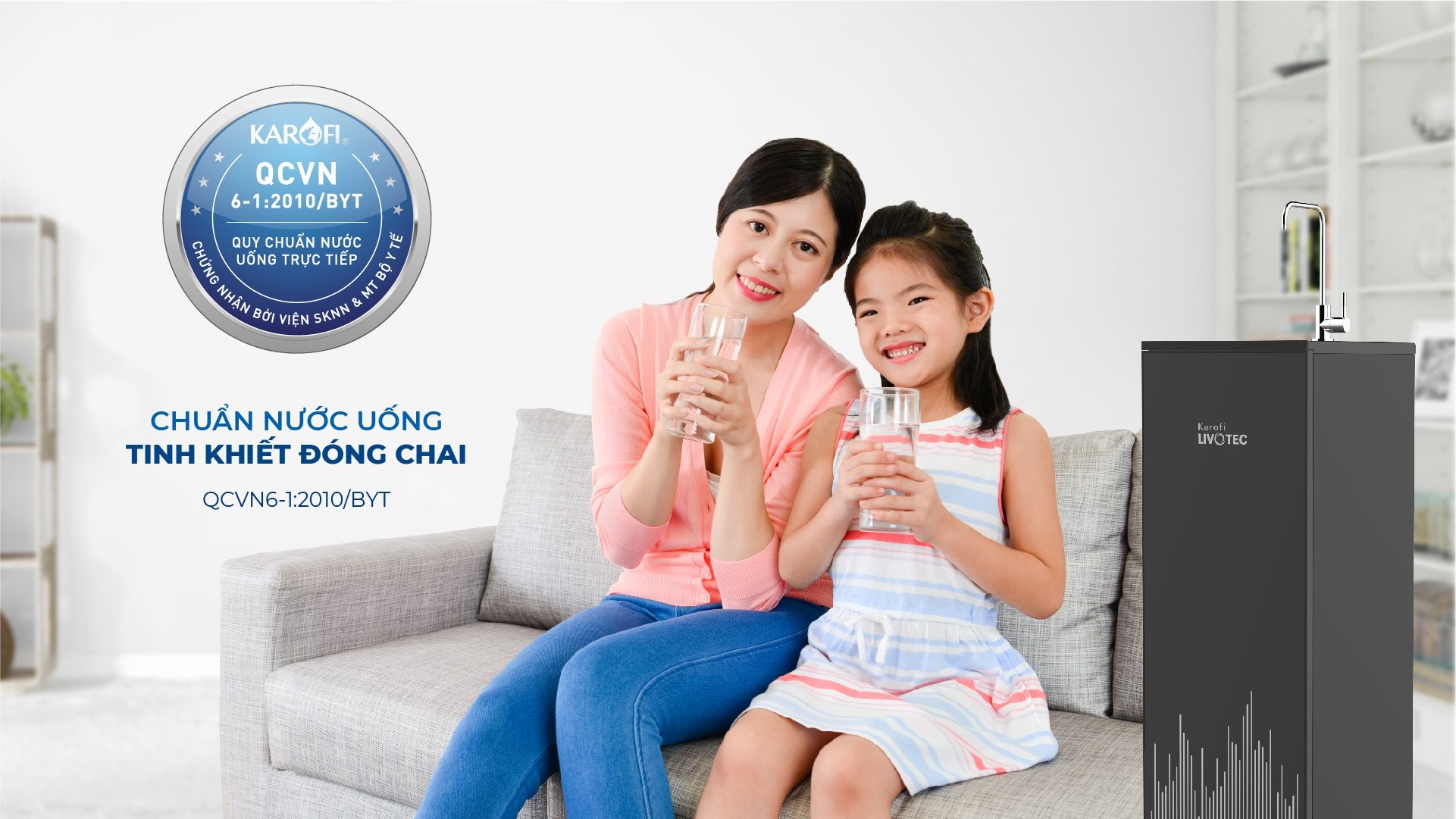 Nước sau lọc đạt chuẩn tinh khiết