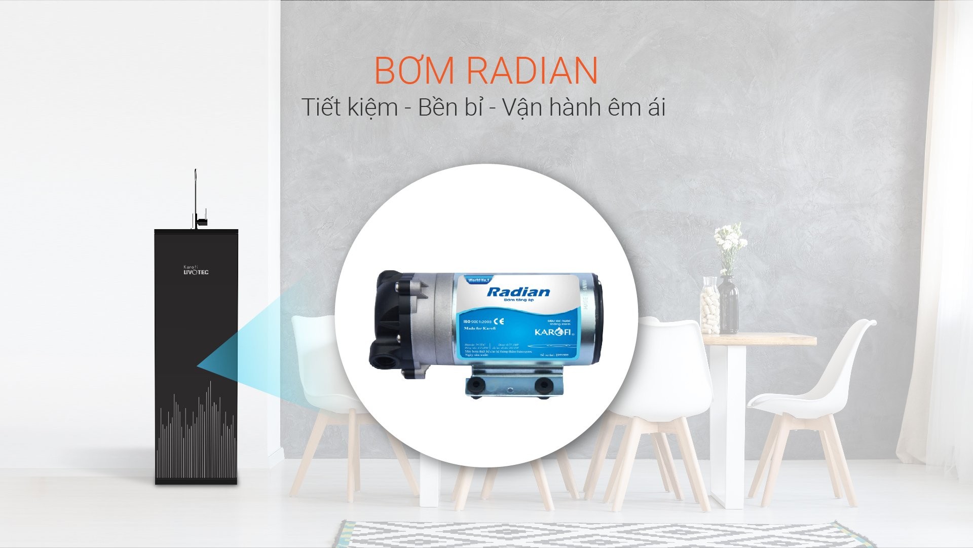 Livotec 110 cũng được trang bị bơm Radian hoạt động bền bỉ