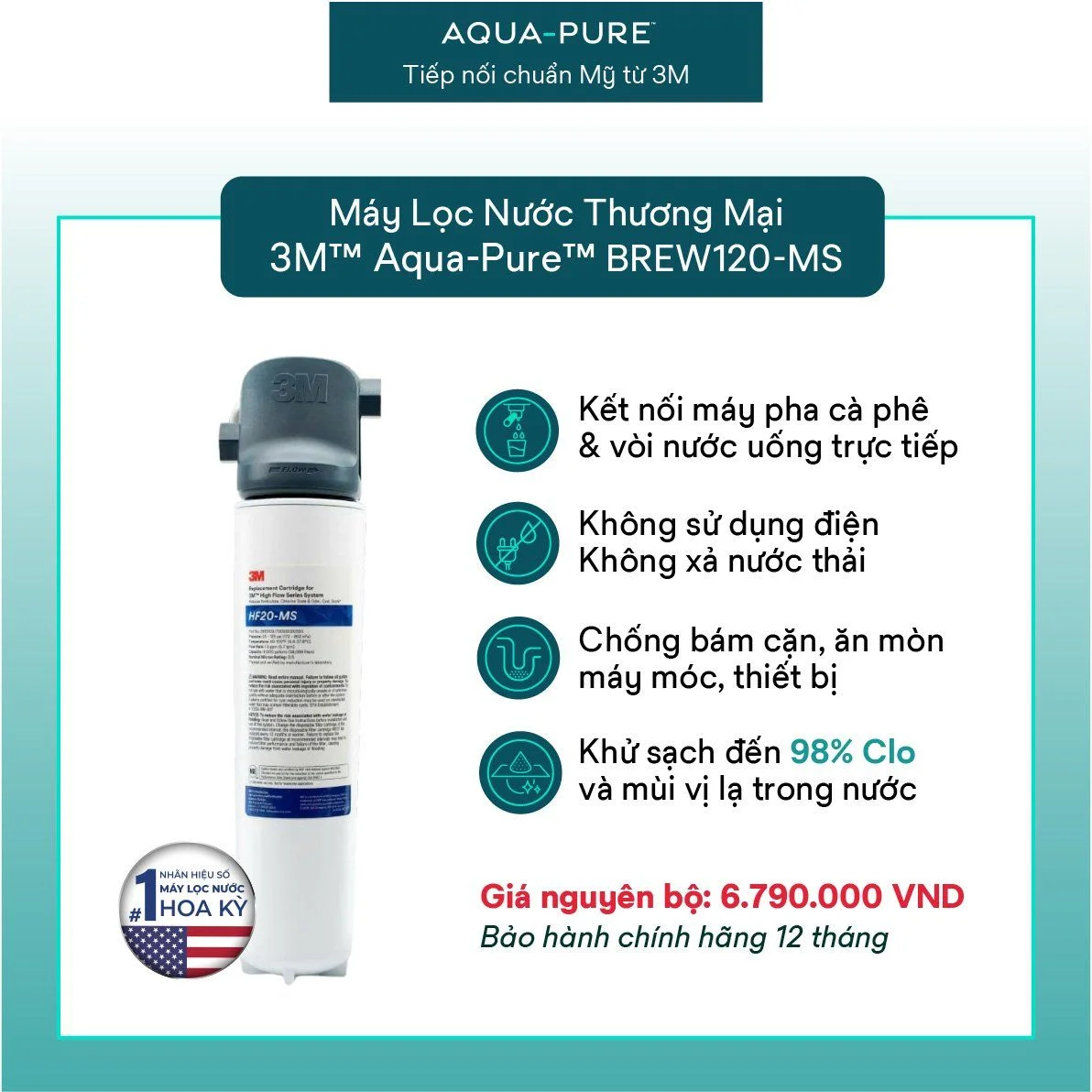 Máy lọc nước Aqua-Pure™ BREW120-MS không kèm vòi