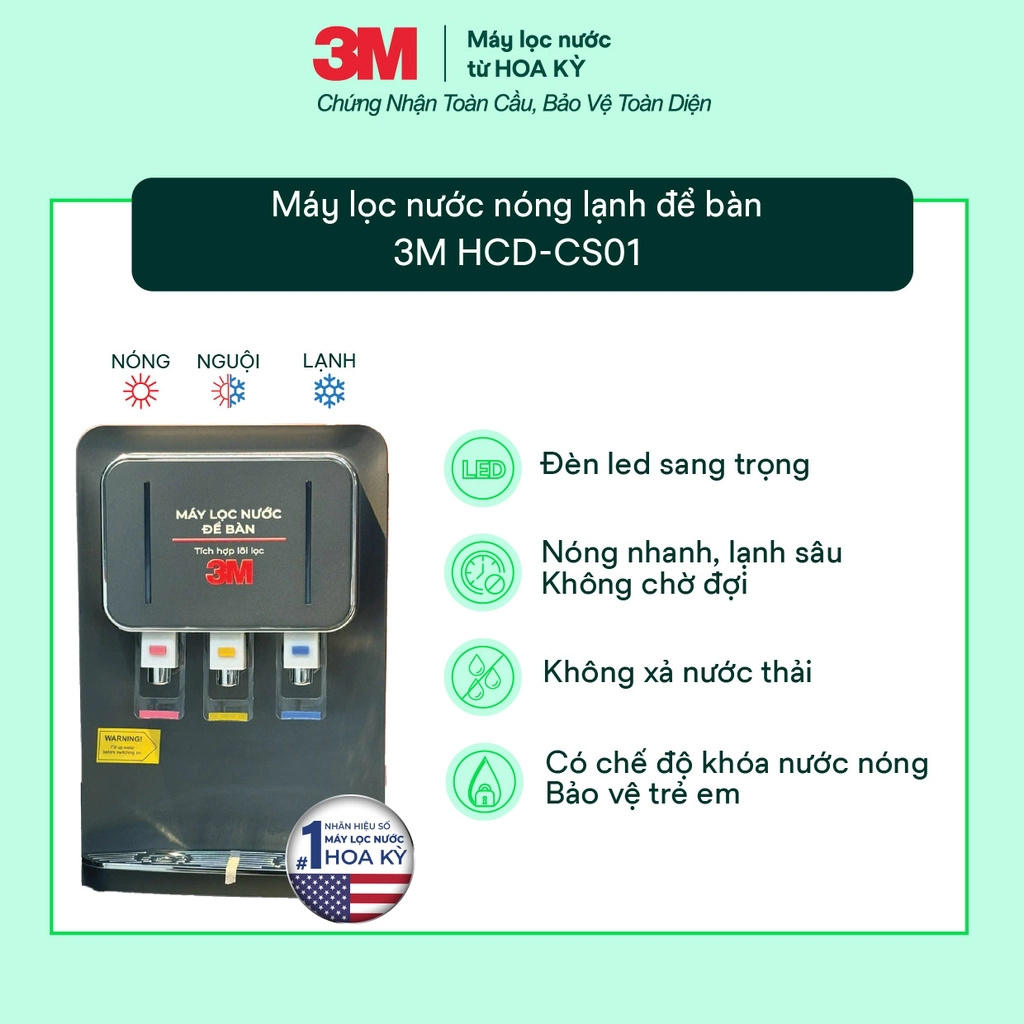 Tính năng nổi bật của máy lọc nước nóng lạnh để bàn 3M HCD-CS01