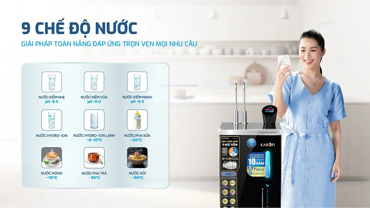 SA8 PREMIUM có thể tạo đến 9 chế độ nước