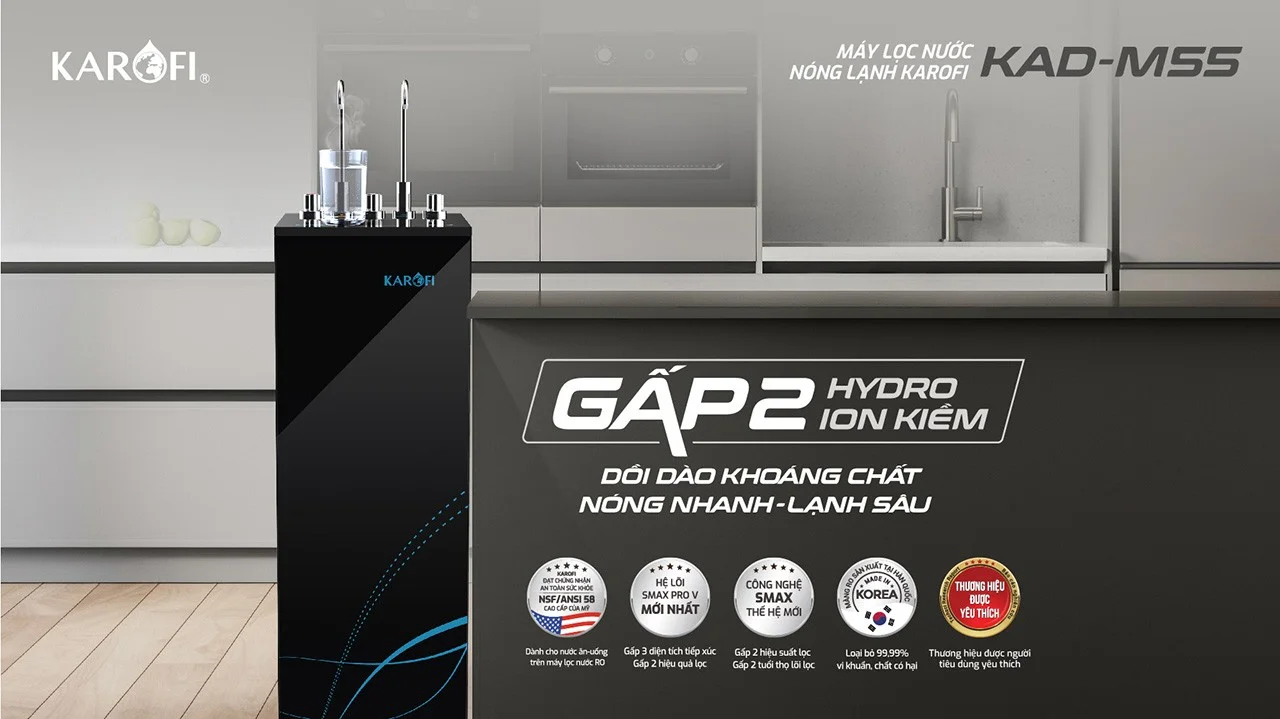 Giới thiệu về máy lọc nước nóng lạnh Karofi KAD-M55 10 lõi