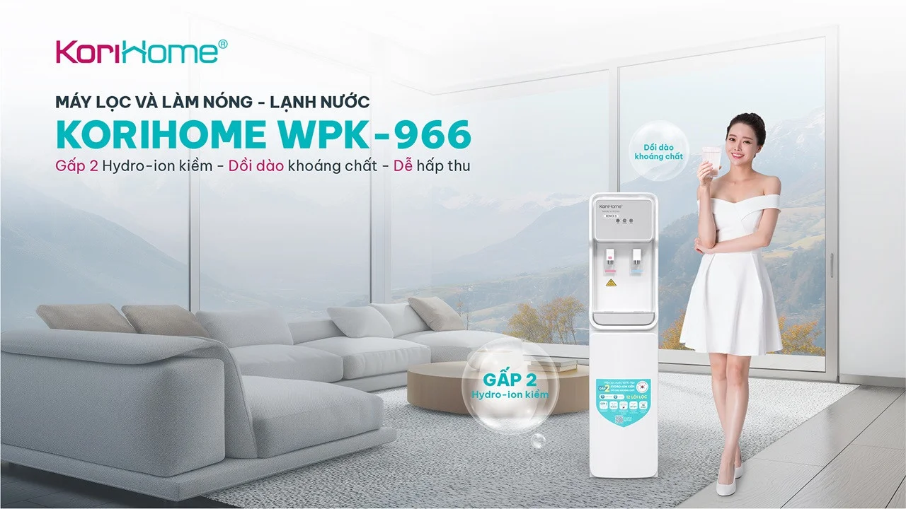 Giới thiệu máy lọc nước nóng lạnh cao cấp Korihome WPK-966