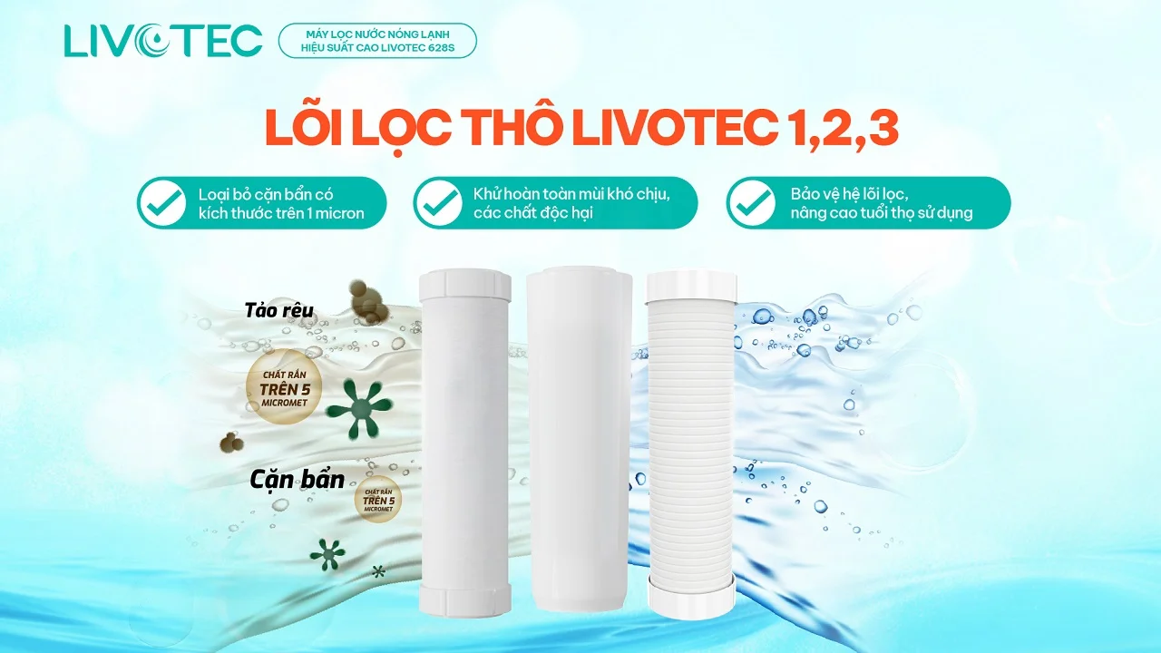 Bộ lõi lọc thô 123 Livotec giúp tăng công suất lọc