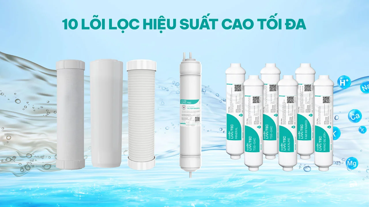 Hệ thống 10 lõi lọc mạnh mẽ