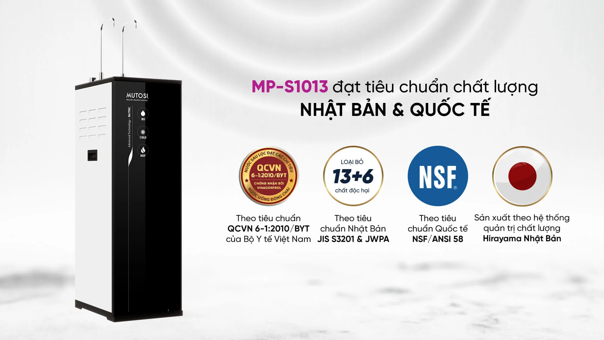 Nước sau lọc đạt tiêu chuẩn chất lượng Nhật Bản và Quốc tế