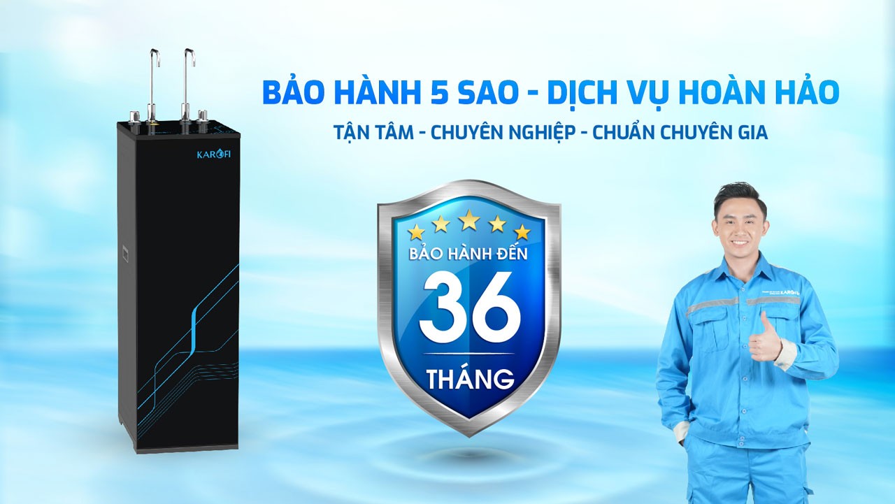 Máy lọc nước nóng lạnh Karofi KAH-D18 có chế độ bảo hành lên đến 36 tháng