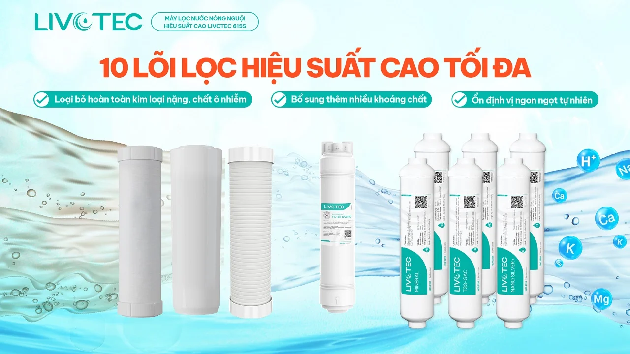 Hệ thống 10 lõi lọc mạnh mẽ