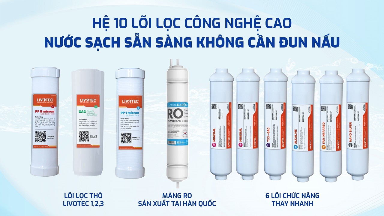 Hệ thống 10 lõi lọc mạnh mẽ