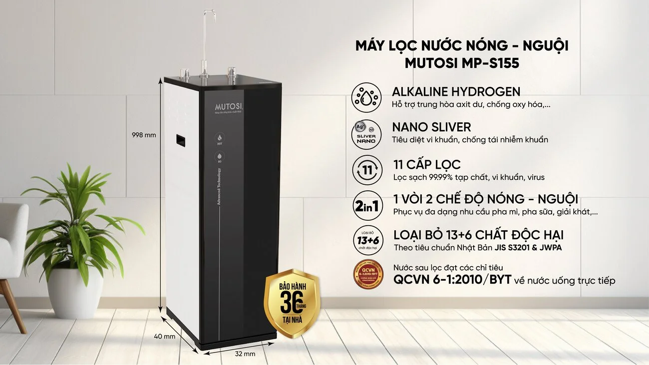 Tính năng nổi bật của máy lọc nước nóng nguội Mutosi MP-S155 11 lõi