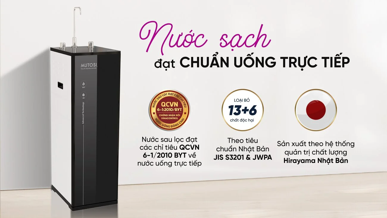 Nước sau lọc đạt tiêu chuẩn Nhật Bản và Quốc tế