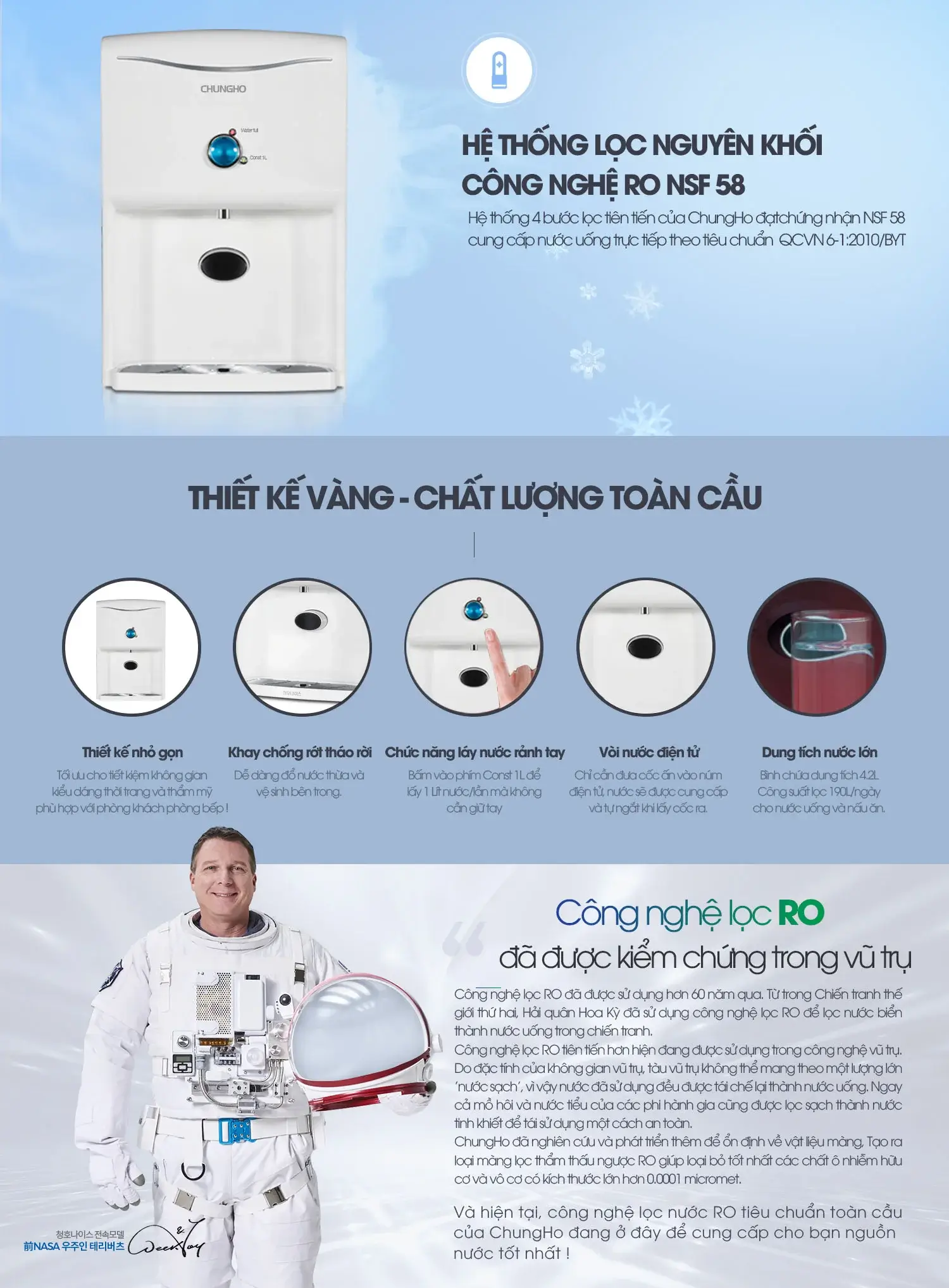 Tính năng nổi bật máy lọc nước RO ChungHo Ambient