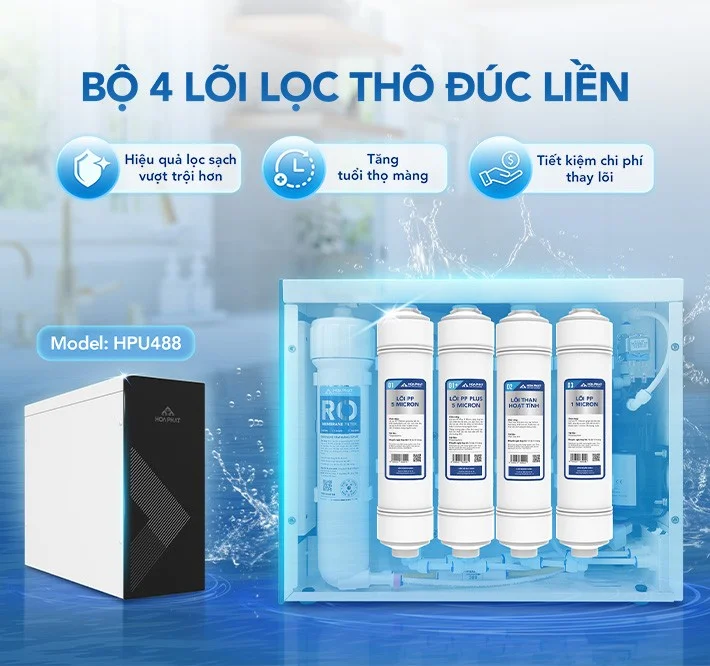 Bộ 4 lõi lọc thô đúc nối nhanh hiệu suất cao