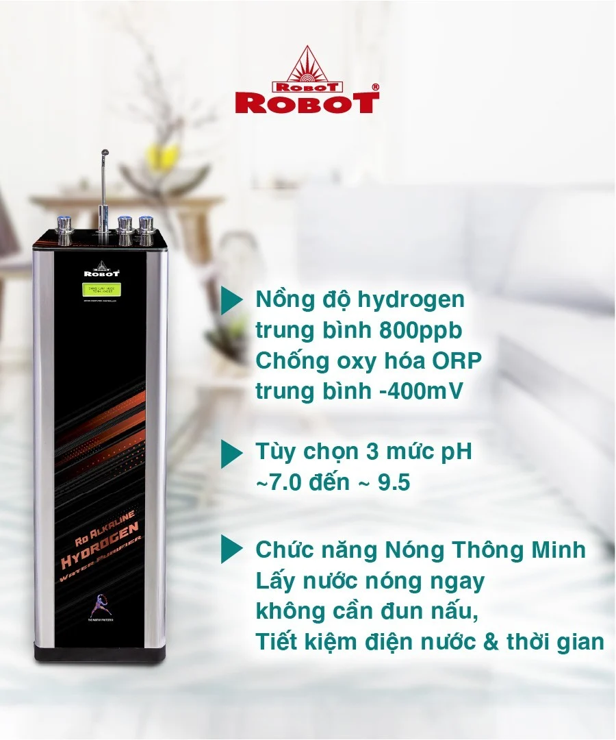 Tính năng nổi bật của máy lọc nước RO + UF Hydrogen Kiềm nóng thông minh Robot RBs-9HAQ