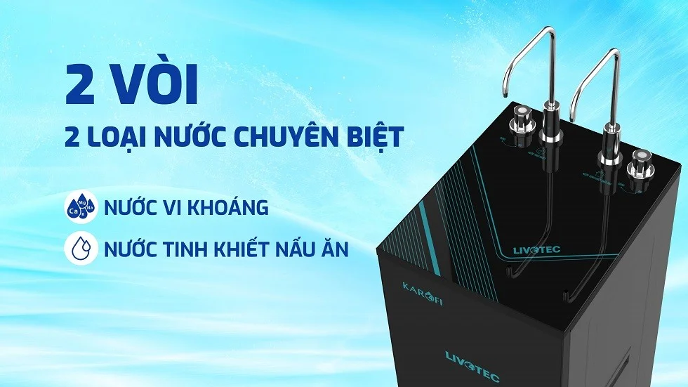 Máy lọc nước RO Livotec CL36 được thiết kế 2 vòi nước riêng biệt