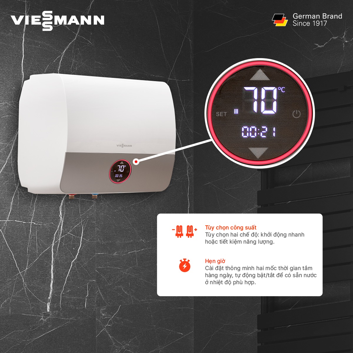 Dễ dàng điều chỉnh nhiệt độ với màn hình cảm ứng