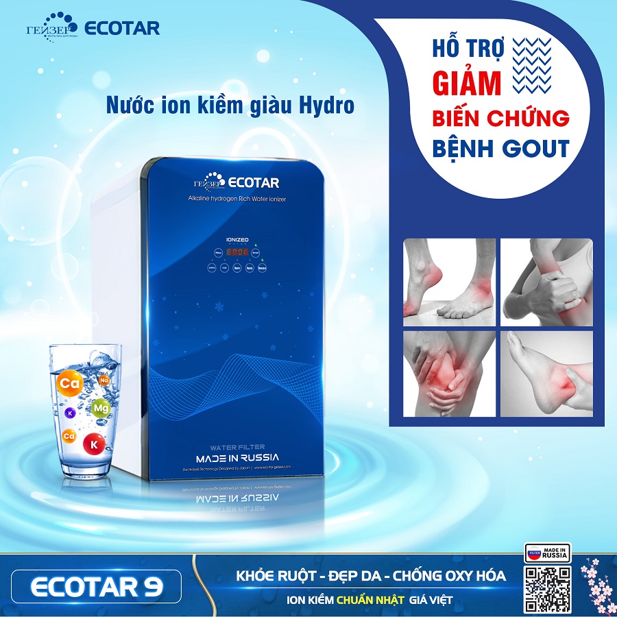 Nước kiềm giàu Hydro giúp giảm biến chứng bệnh Gout