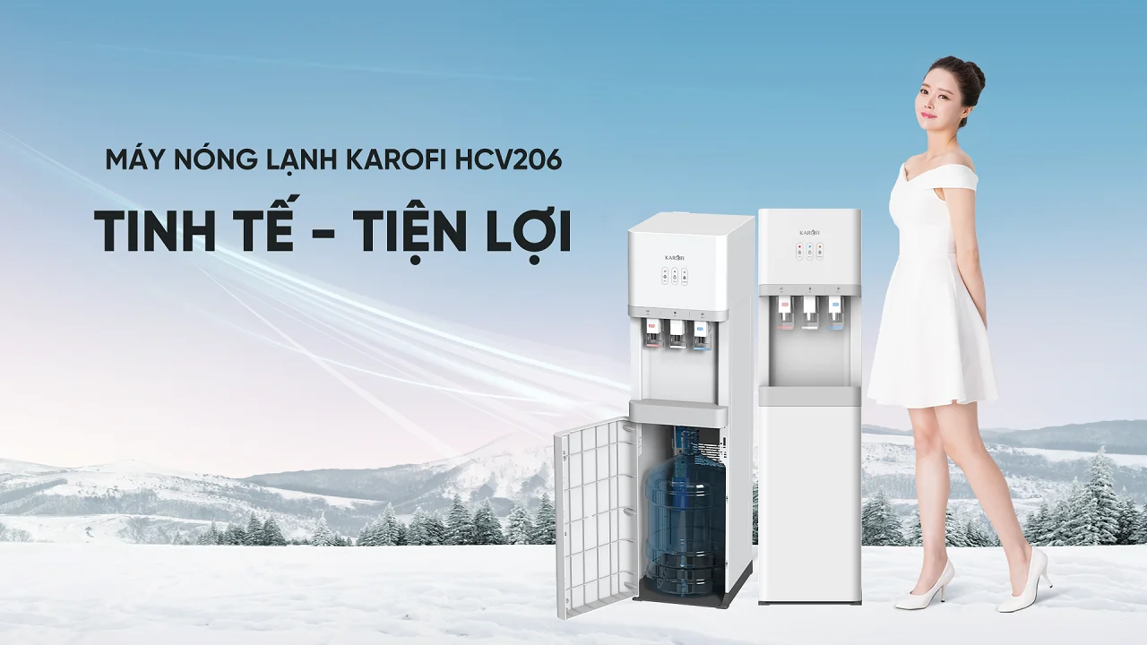 Giới thiệu cây nước nóng lạnh hút bình Karofi HCV206