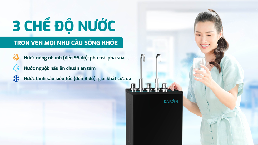 Ba chế độ nước Nóng - Lạnh - Nguội tiện lợi