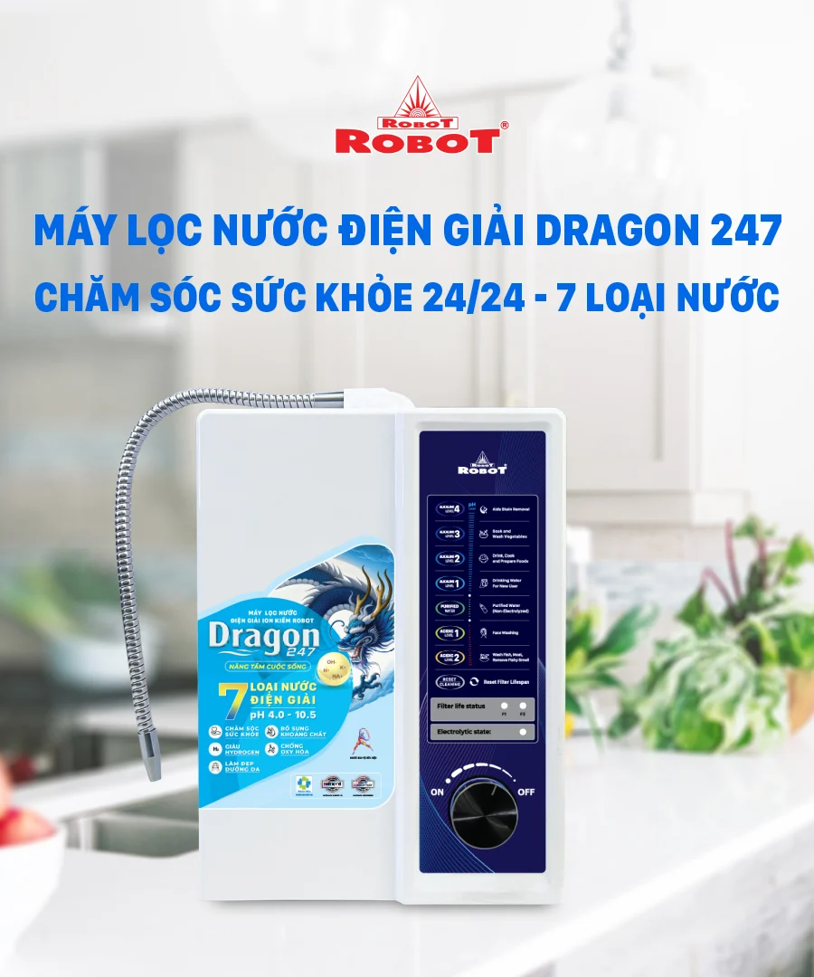 Máy lọc nước ION Kiềm DRAGON 247 còn có thể điều chỉnh cường độ điện phân phù hợp với nguồn nước tại nơi lắp đặt