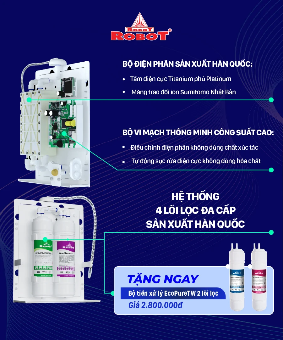 Robot đã tích hợp bộ vi mạch thông minh công suất cao vào IONMEGA 37 để điều chỉnh cường độ điện phân một cách hiệu quả nhất