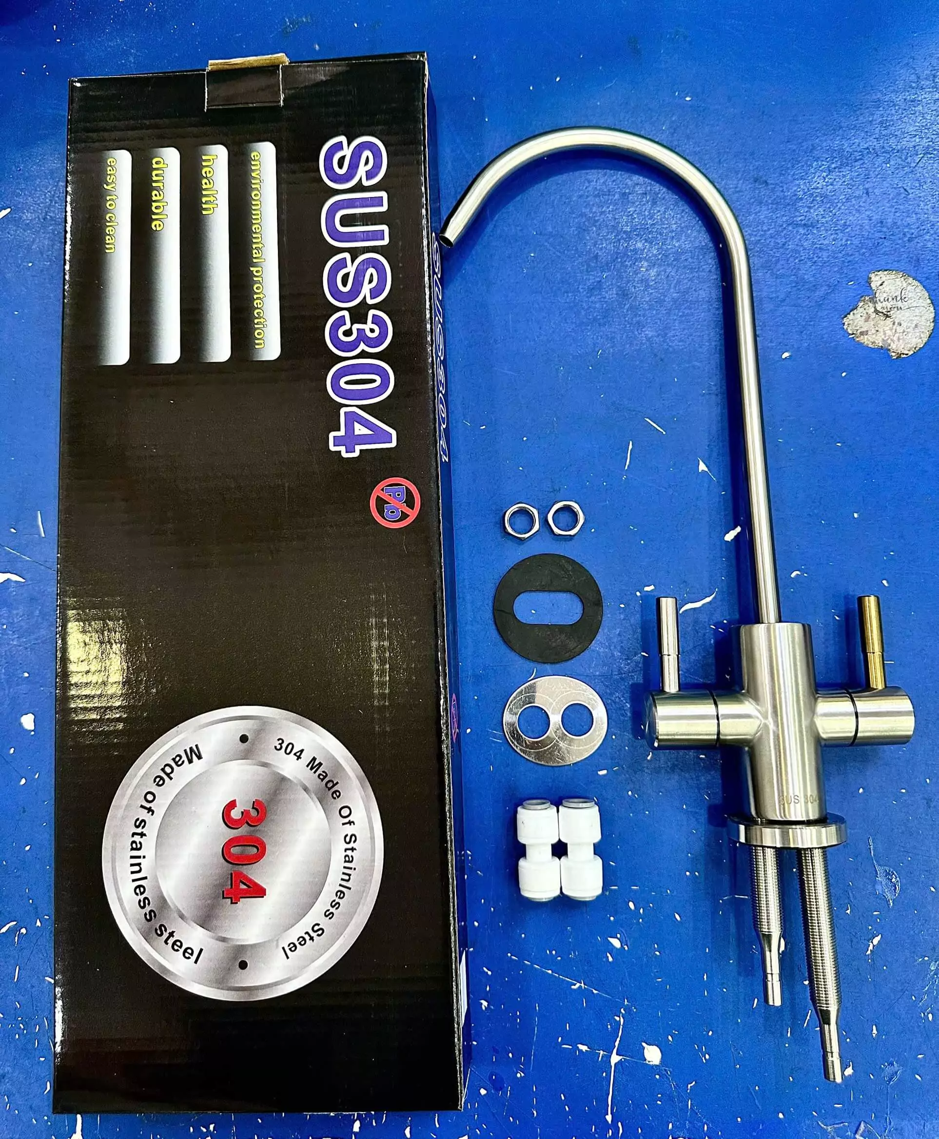 Vòi gạt đôi inox 304 cho máy lọc nước