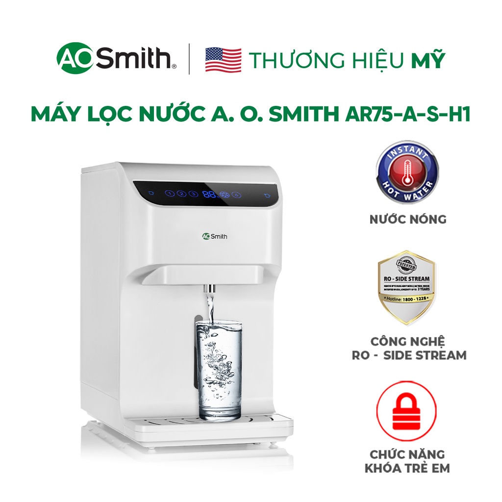 Máy lọc nước RO nước nóng A. O. Smith AR75-A-S-H1 3 lõi
