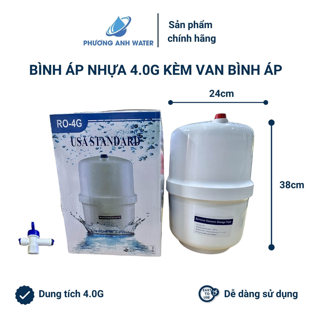 Bình áp nhựa 3.2G và 4.0G cho máy lọc nước RO
