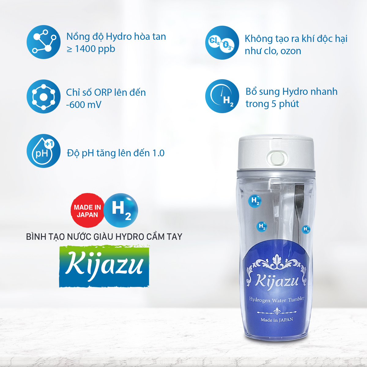 Bình tạo nước Hydrogen cầm tay KIJAZU