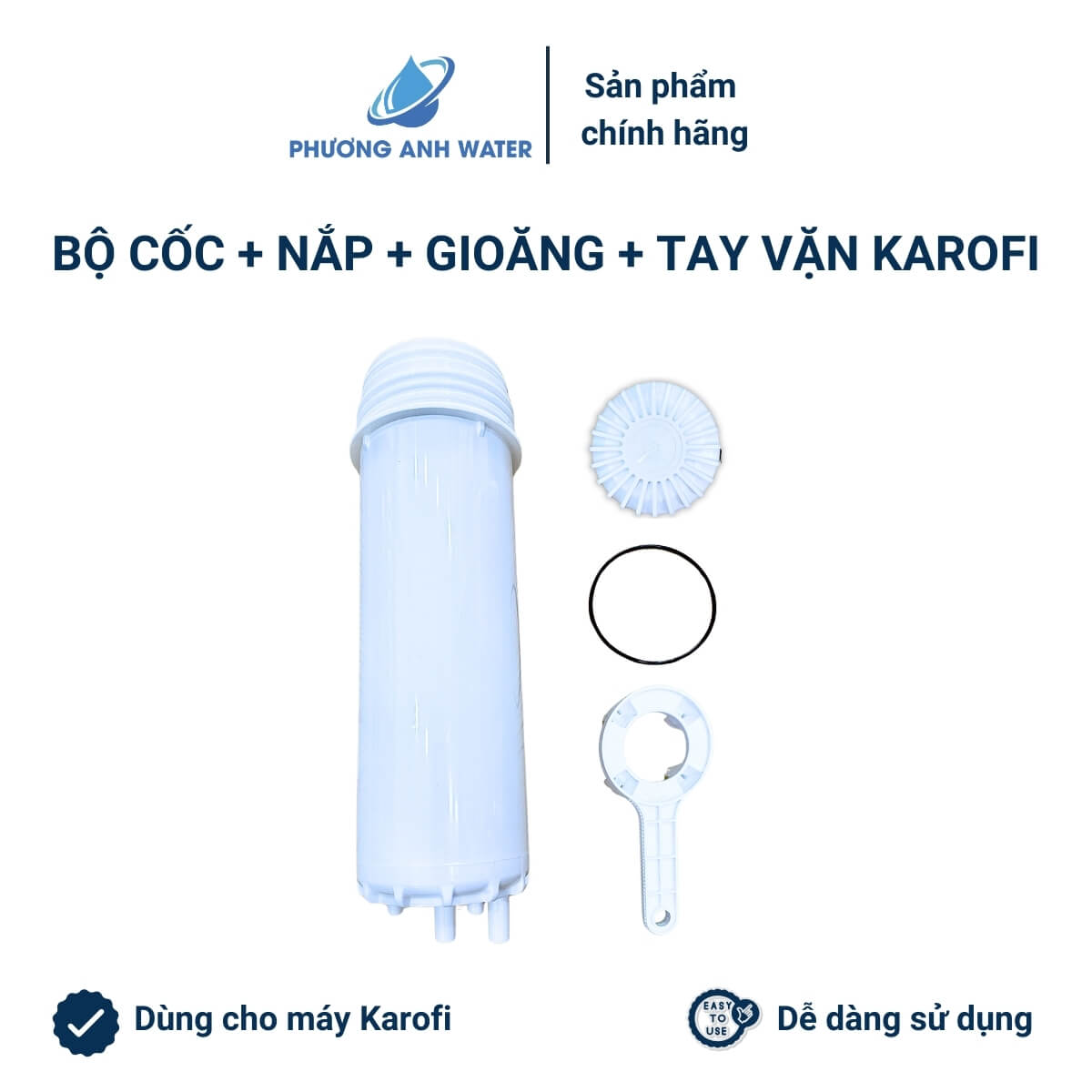 Khóa vặn cốc, nắp cốc và cốc lọc chính hãng Karofi