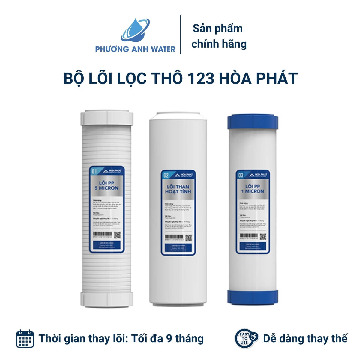 Bộ lõi lọc thô 123 chính hãng Hòa Phát