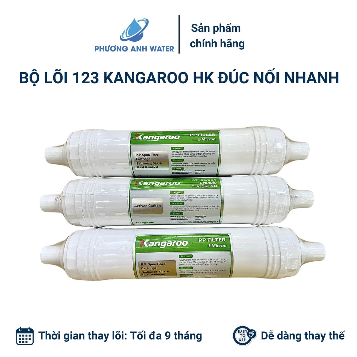 Bộ lõi 123 đúc nối nhanh HK chính hãng Kangaroo