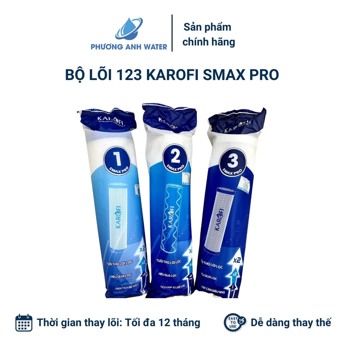Bộ lõi lọc thô 123 SMAX Pro chính hãng Karofi