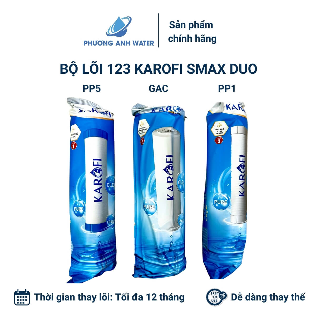 Bộ lõi lọc thô 123 SMAX Duo chính hãng Karofi