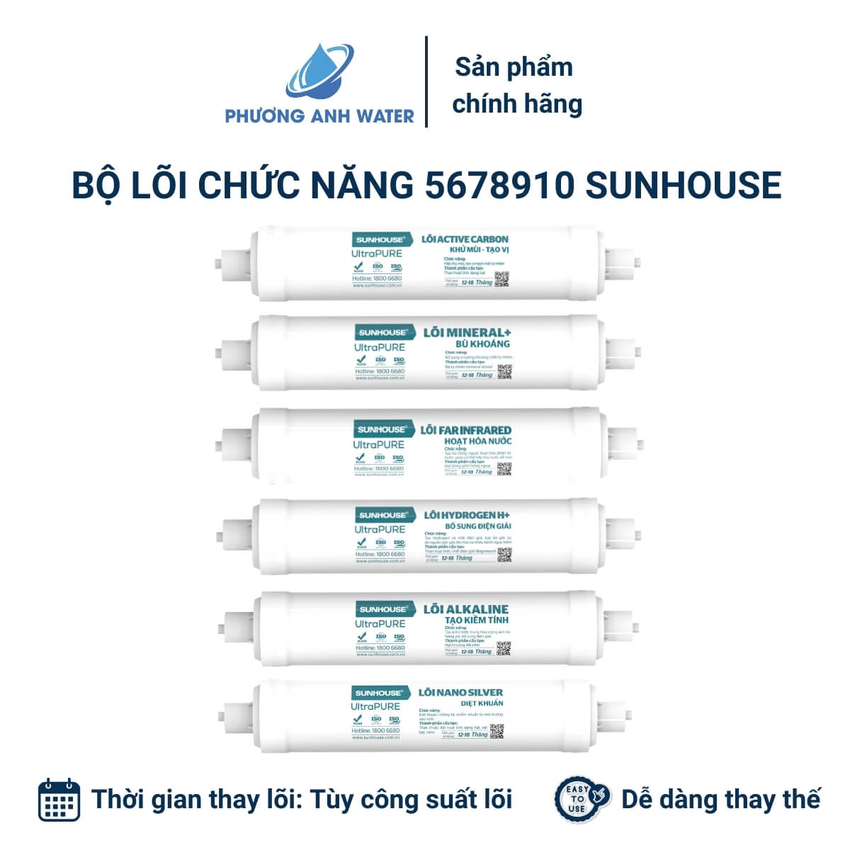 Bộ lõi chức năng 5678910 chính hãng Sunhouse