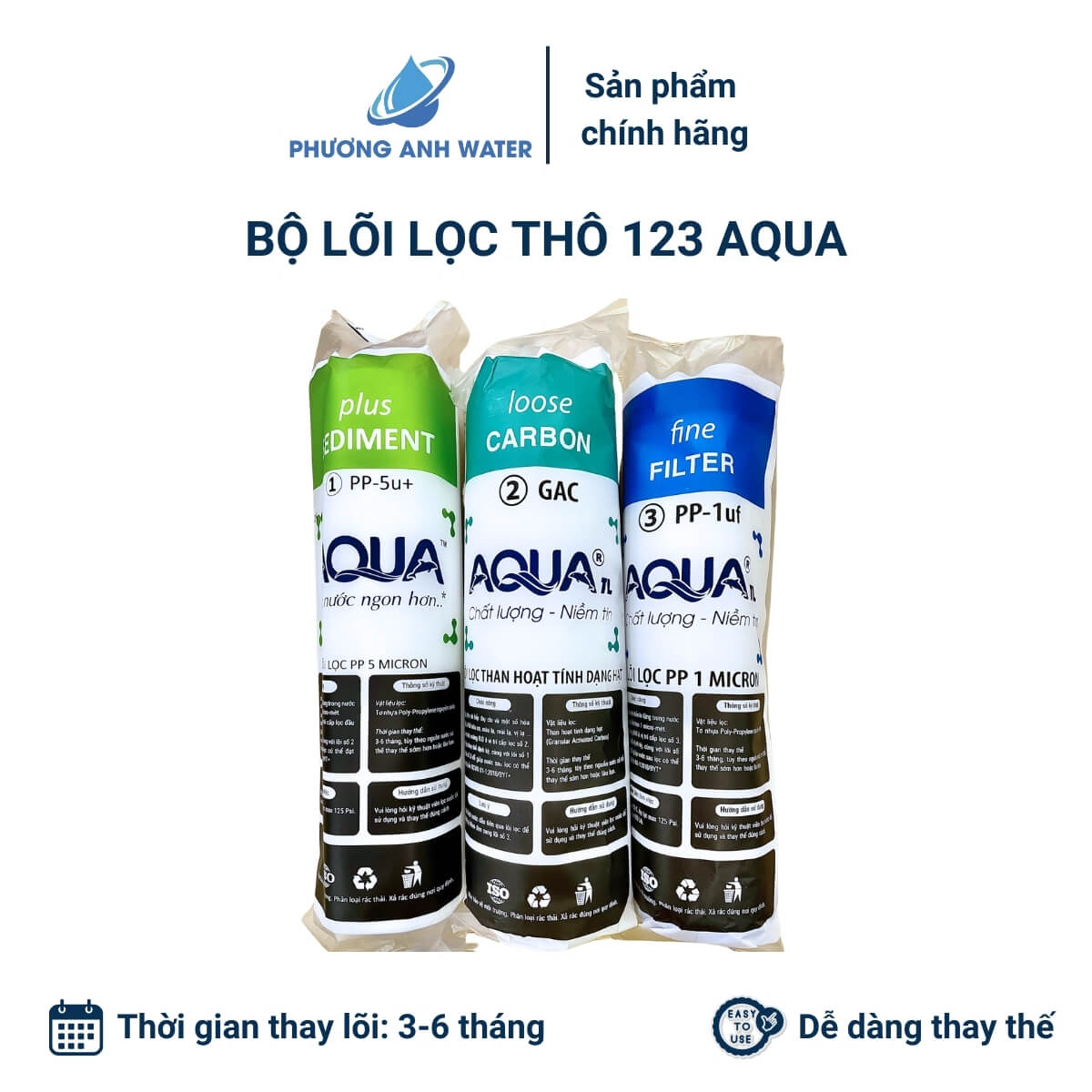 Bộ lõi lọc thô 123 Aqua
